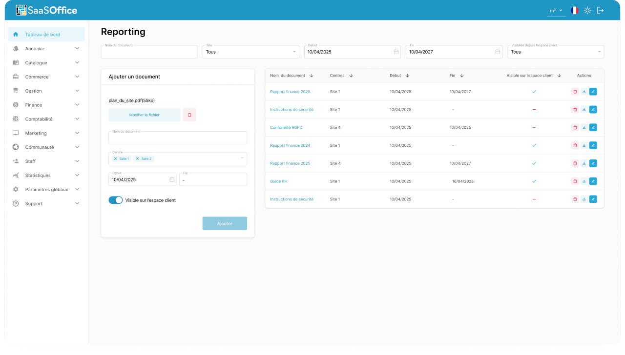 Étape 5, console reporting mensuel